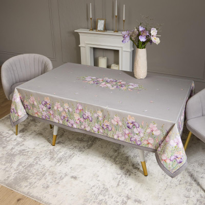 Скатерть "ИРИСЫ" 160х220см ,серый, 100% хлопок,твил пропитка LEFARD 850-755-21-3