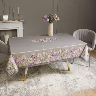 Скатерть "ИРИСЫ" 160х220см ,серый, 100% хлопок,твил пропитка LEFARD 850-755-21-5