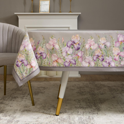 Скатерть "ИРИСЫ" 160х220см ,серый, 100% хлопок,твил пропитка LEFARD 850-755-21-8