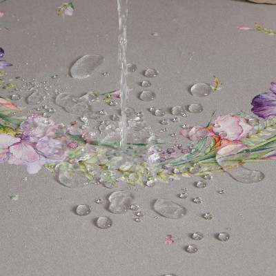 Скатерть круглая " ИРИСЫ" 150см , серый ,100% хлопок ,твил, с пропиткой LEFARD 850-755-23-2