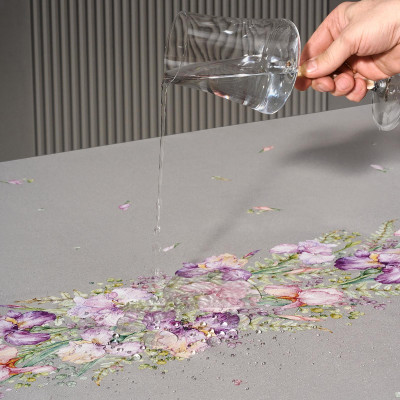 Скатерть овальная "ИРИСЫ" ,180х300см ,серый,100%хлопок ,твил LEFARD 850-755-41-3