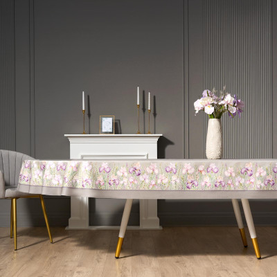 Скатерть овальная "ИРИСЫ" ,180х300см ,серый,100%хлопок ,твил LEFARD 850-755-41-7