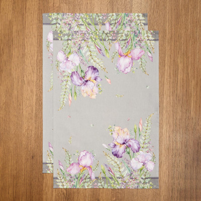 Набор полотенец из 2 шт " ИРИСЫ" 40х60см,серый,100% хлопок,твил LEFARD 850-755-6-1