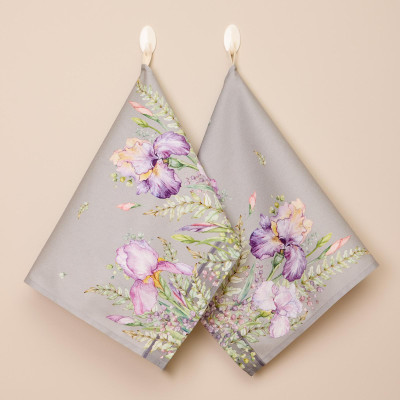 Набор полотенец из 2 шт " ИРИСЫ" 40х60см,серый,100% хлопок,твил LEFARD 850-755-6