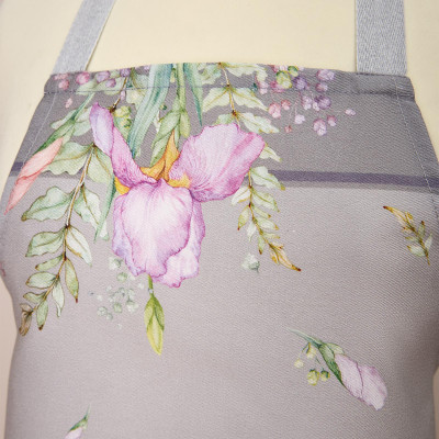 Фартук " ИРИСЫ" 60х70см, 100% хлопок, серый, твил, пропитка LEFARD 850-755-7-3