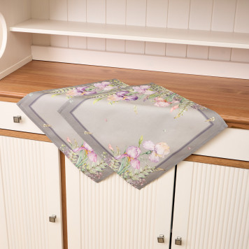 Набор салфеток из 2-х шт " ИРИСЫ" , 40х40см, 100% хлопок, серый, твил, LEFARD 850-755-8-3