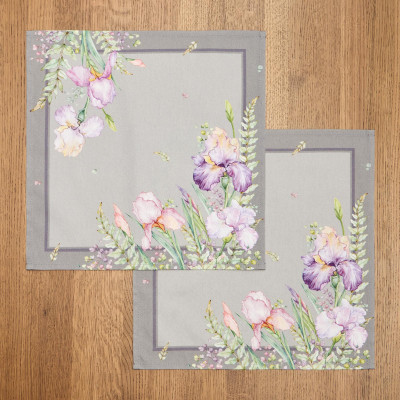 Набор салфеток из 2-х шт " ИРИСЫ" , 40х40см, 100% хлопок, серый, твил, LEFARD 850-755-8