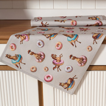 Набор полотенец из 2шт " ЛОШАДЬ В ПОНЧИКАХ" ,серый,40х60см твил,100% хлопок LEFARD 850-756-6-10