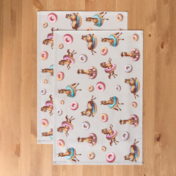 Набор полотенец из 2шт " ЛОШАДЬ В ПОНЧИКАХ" ,серый,40х60см твил,100% хлопок LEFARD 850-756-6-1