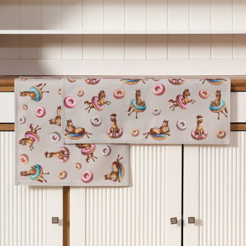 Набор полотенец из 2шт " ЛОШАДЬ В ПОНЧИКАХ" ,серый,40х60см твил,100% хлопок LEFARD 850-756-6-8