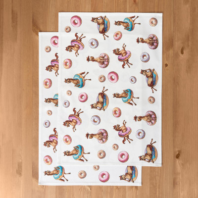 Набор полотенец из 2шт " ЛОШАДЬ В ПОНЧИКАХ" ,белый,40х60см твил,100% хлопок LEFARD 850-756-61-1