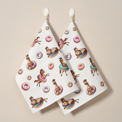 Набор полотенец из 2шт " ЛОШАДЬ В ПОНЧИКАХ" ,белый,40х60см твил,100% хлопок LEFARD 850-756-61