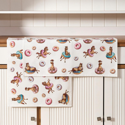 Набор полотенец из 2шт " ЛОШАДЬ В ПОНЧИКАХ" ,белый,40х60см твил,100% хлопок LEFARD 850-756-61-7