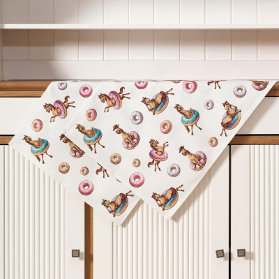 Набор полотенец из 2шт " ЛОШАДЬ В ПОНЧИКАХ" ,белый,40х60см твил,100% хлопок LEFARD 850-756-61-8