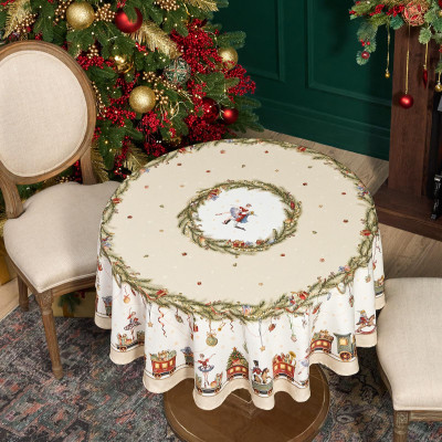 Скатерть круглая " ЩЕЛКУНЧИК" ,150см , бежевый ,100% хлопок , твил LEFARD 850-757-24-13