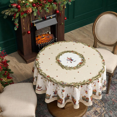 Скатерть круглая " ЩЕЛКУНЧИК" ,150см , бежевый ,100% хлопок , твил LEFARD 850-757-24-14