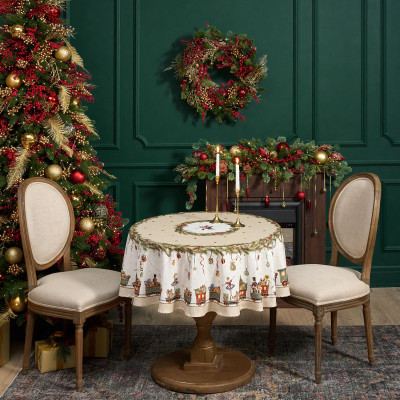 Скатерть круглая " ЩЕЛКУНЧИК" ,150см , бежевый ,100% хлопок , твил LEFARD 850-757-24