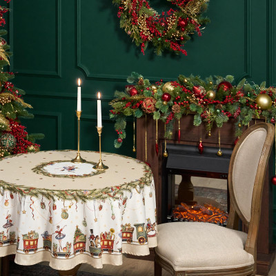 Скатерть круглая " ЩЕЛКУНЧИК" ,150см , бежевый ,100% хлопок , твил LEFARD 850-757-24-7