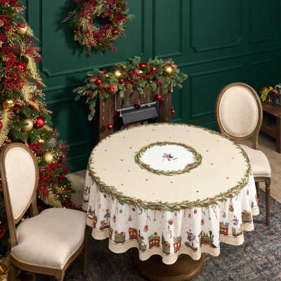 Скатерть круглая " ЩЕЛКУНЧИК" ,190см ,бежевый , 100%хлопок , твил LEFARD 850-757-25-10