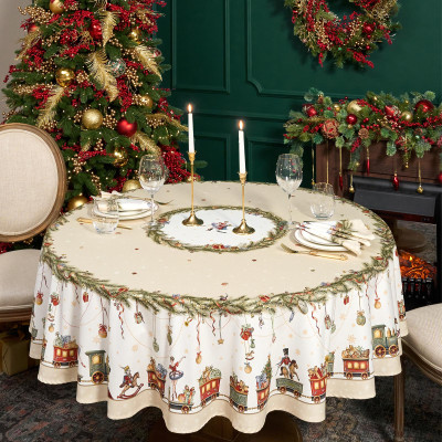 Скатерть круглая " ЩЕЛКУНЧИК" ,190см ,бежевый , 100%хлопок , твил LEFARD 850-757-25-3