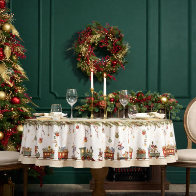 Скатерть круглая " ЩЕЛКУНЧИК" ,190см ,бежевый , 100%хлопок , твил LEFARD 850-757-25-4