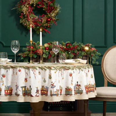 Скатерть круглая " ЩЕЛКУНЧИК" ,190см ,бежевый , 100%хлопок , твил LEFARD 850-757-25-5