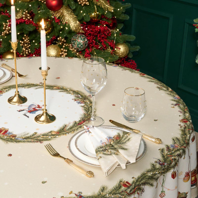 Скатерть круглая " ЩЕЛКУНЧИК" ,190см ,бежевый , 100%хлопок , твил LEFARD 850-757-25-8