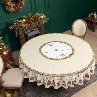 Скатерть круглая " ЩЕЛКУНЧИК" ,220см бежевый 100% хлопок , твил LEFARD 850-757-26-12