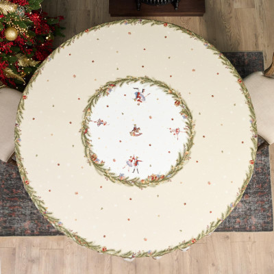 Скатерть круглая " ЩЕЛКУНЧИК" ,220см бежевый 100% хлопок , твил LEFARD 850-757-26-13