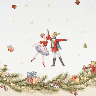 Скатерть круглая " ЩЕЛКУНЧИК" ,220см бежевый 100% хлопок , твил LEFARD 850-757-26-14