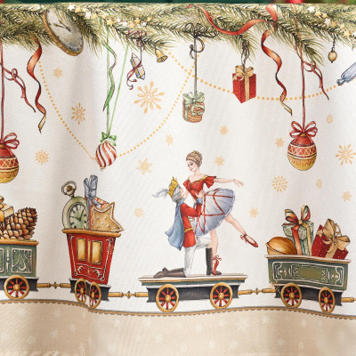 Скатерть круглая " ЩЕЛКУНЧИК" ,220см бежевый 100% хлопок , твил LEFARD 850-757-26-18