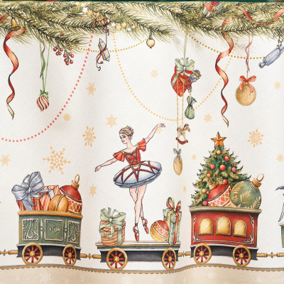 Скатерть круглая " ЩЕЛКУНЧИК" ,220см бежевый 100% хлопок , твил LEFARD 850-757-26-19