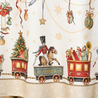 Скатерть круглая " ЩЕЛКУНЧИК" ,220см бежевый 100% хлопок , твил LEFARD 850-757-26-20