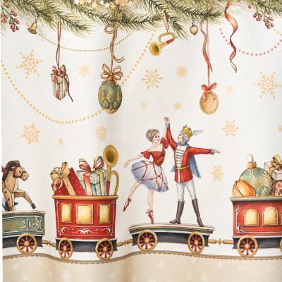 Скатерть круглая " ЩЕЛКУНЧИК" ,220см бежевый 100% хлопок , твил LEFARD 850-757-26-21