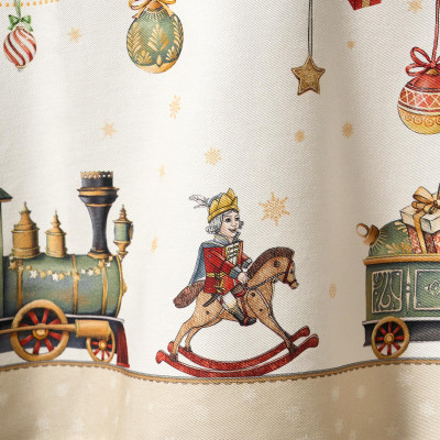 Скатерть круглая " ЩЕЛКУНЧИК" ,220см бежевый 100% хлопок , твил LEFARD 850-757-26-22