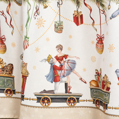 Скатерть круглая " ЩЕЛКУНЧИК" ,220см бежевый 100% хлопок , твил LEFARD 850-757-26-23