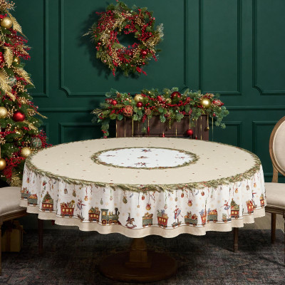 Скатерть круглая " ЩЕЛКУНЧИК" ,220см бежевый 100% хлопок , твил LEFARD 850-757-26-8