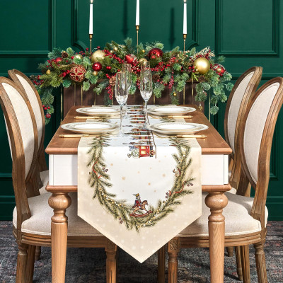 Дорожка на стол " ЩЕЛКУНЧИК" , 45х300см, бежевый, 100% хлопок,твил LEFARD 850-757-32