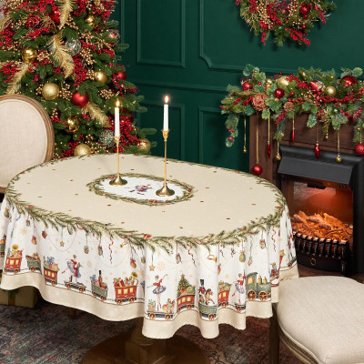 Скатерть овальная " ЩЕЛКУНЧИК" ,140х180см ,бежевый, 100% хлопок ,твил LEFARD 850-757-4-10