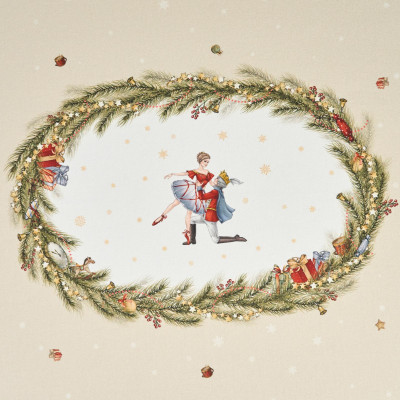 Скатерть овальная " ЩЕЛКУНЧИК" ,140х180см ,бежевый, 100% хлопок ,твил LEFARD 850-757-4-15