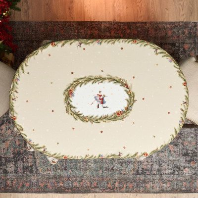 Скатерть овальная " ЩЕЛКУНЧИК" ,140х180см ,бежевый, 100% хлопок ,твил LEFARD 850-757-4-16