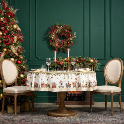 Скатерть овальная " ЩЕЛКУНЧИК" ,140х180см ,бежевый, 100% хлопок ,твил LEFARD 850-757-4-4