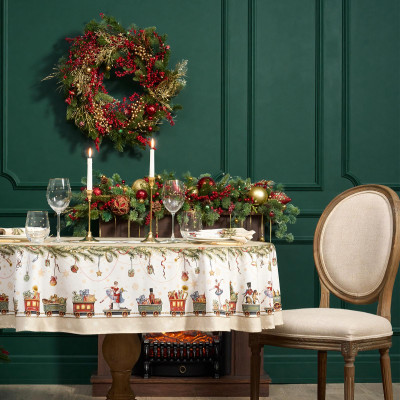 Скатерть овальная " ЩЕЛКУНЧИК" ,140х180см ,бежевый, 100% хлопок ,твил LEFARD 850-757-4-5