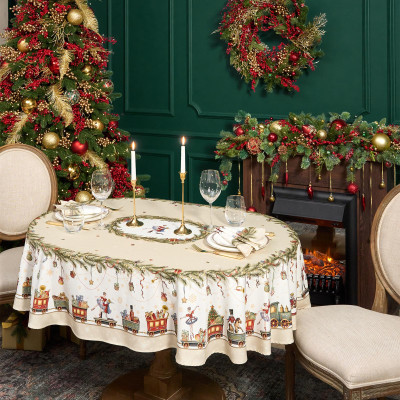 Скатерть овальная " ЩЕЛКУНЧИК" ,140х180см ,бежевый, 100% хлопок ,твил LEFARD 850-757-4-6