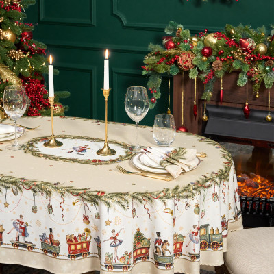 Скатерть овальная " ЩЕЛКУНЧИК" ,140х180см ,бежевый, 100% хлопок ,твил LEFARD 850-757-4-7