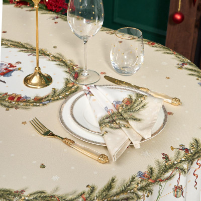 Скатерть овальная " ЩЕЛКУНЧИК" ,140х180см ,бежевый, 100% хлопок ,твил LEFARD 850-757-4-8