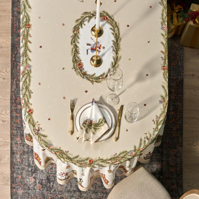 Скатерть овальная " ЩЕЛКУНЧИК" ,160х220см бежевый ,100% хлопок ,твил LEFARD 850-757-41-9