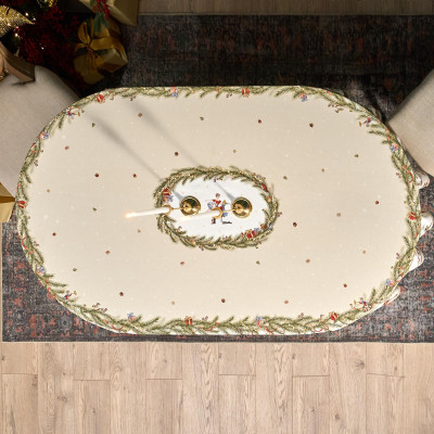 Скатерть овальная " ЩЕЛКУНЧИК" ,160х220см бежевый ,100% хлопок ,твил LEFARD 850-757-41-10