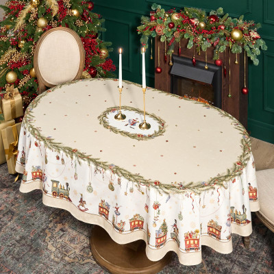 Скатерть овальная " ЩЕЛКУНЧИК" ,160х220см бежевый ,100% хлопок ,твил LEFARD 850-757-41-11