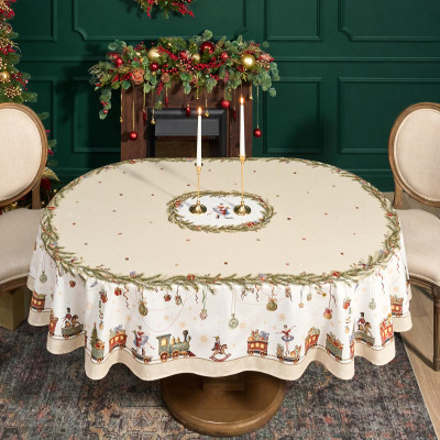 Скатерть овальная " ЩЕЛКУНЧИК" ,160х220см бежевый ,100% хлопок ,твил LEFARD 850-757-41-12